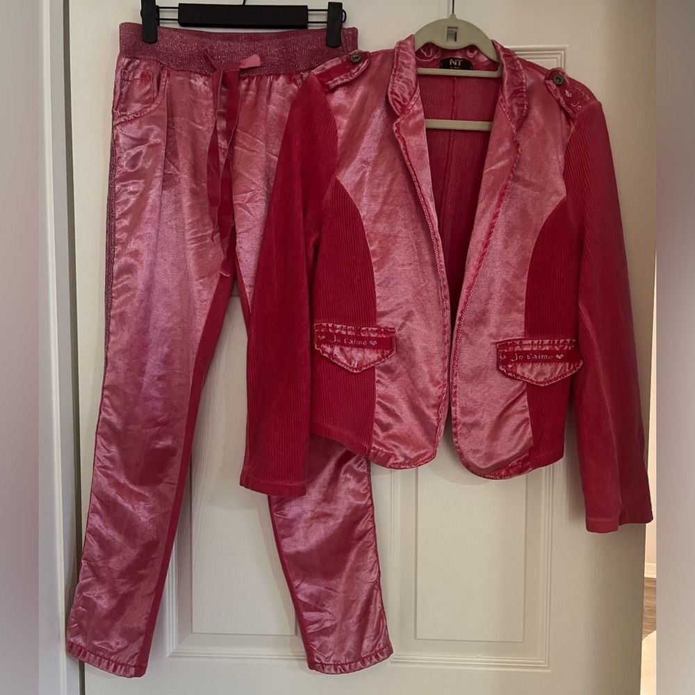 NT by Amati Pink Jacket Pants 2-Piece Set “Je T’aime” Made in Italy Valentine S